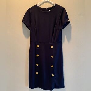 Shelby & Palmer Elegant Navy Mini Dress with Gold Accents